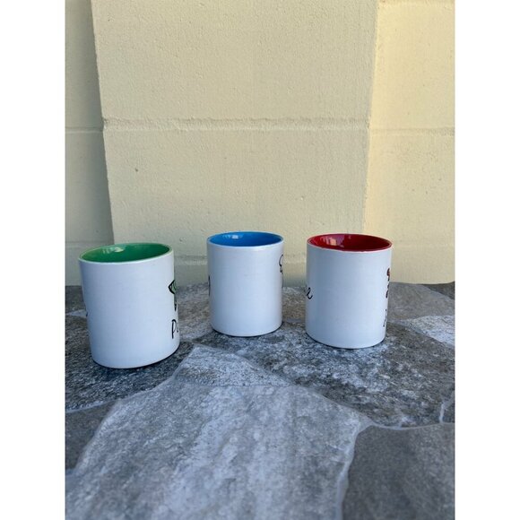 Set Of 3 Holiday-Themed Ceramic Mugs With Colorful Interiors - Peace Joy & Hope - Picture 8 of 12